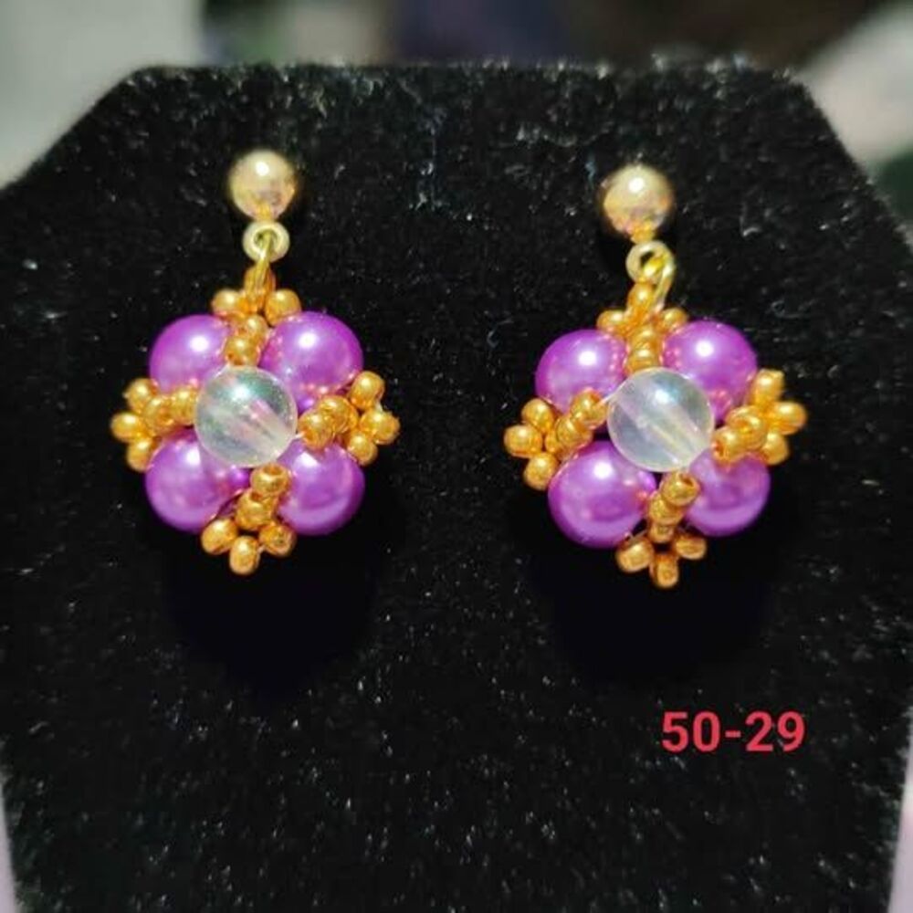 Purple, Gold, Multicolor Sphere Earrings